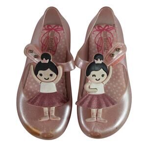 Mini Melissa Ultragirl Pink Ballet Flats Princess Ballerina Shoes Size 10 US